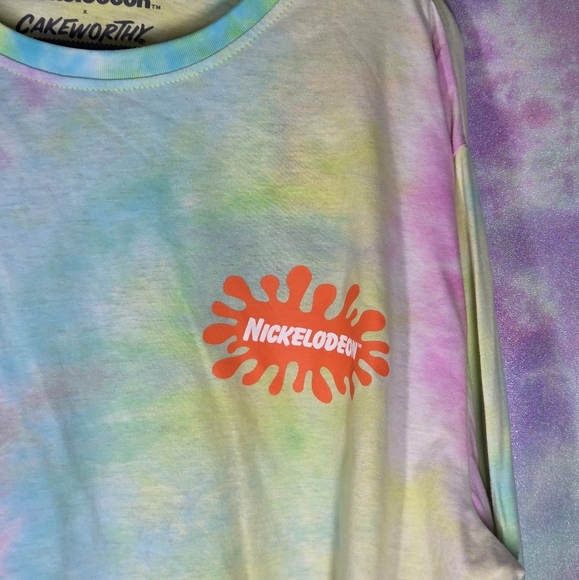 Cakeworthy x Nickelodeon 90's Rainbow Tie Dye Long Sleeve T-Shirt Size 2XL - Picture 3 of 9